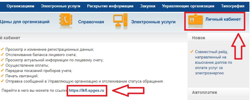 СПГЭС личный кабинет