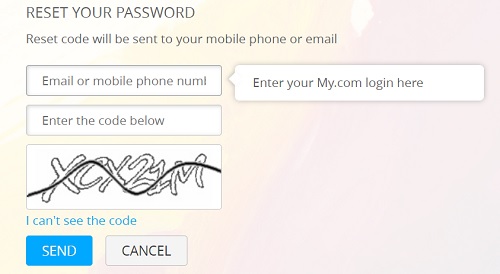 myTarget восстановление пароля